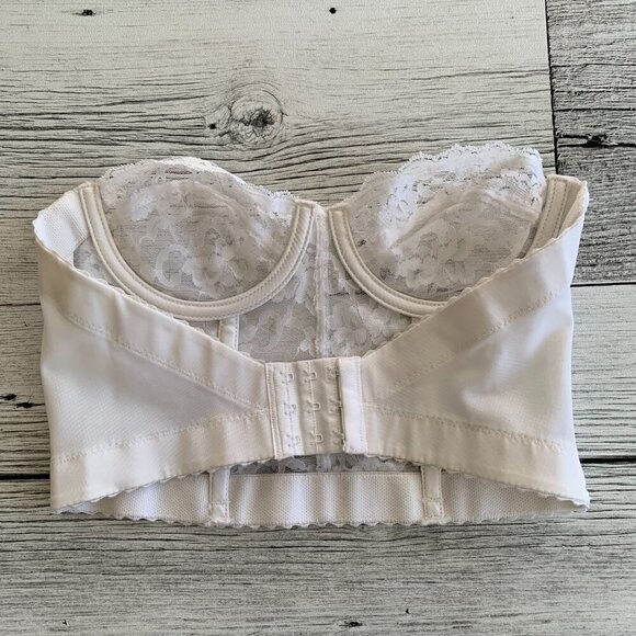 Vintage Vogue Bra White Sheer Lace Corset Crop Bustier Top - Picture 4 of 9